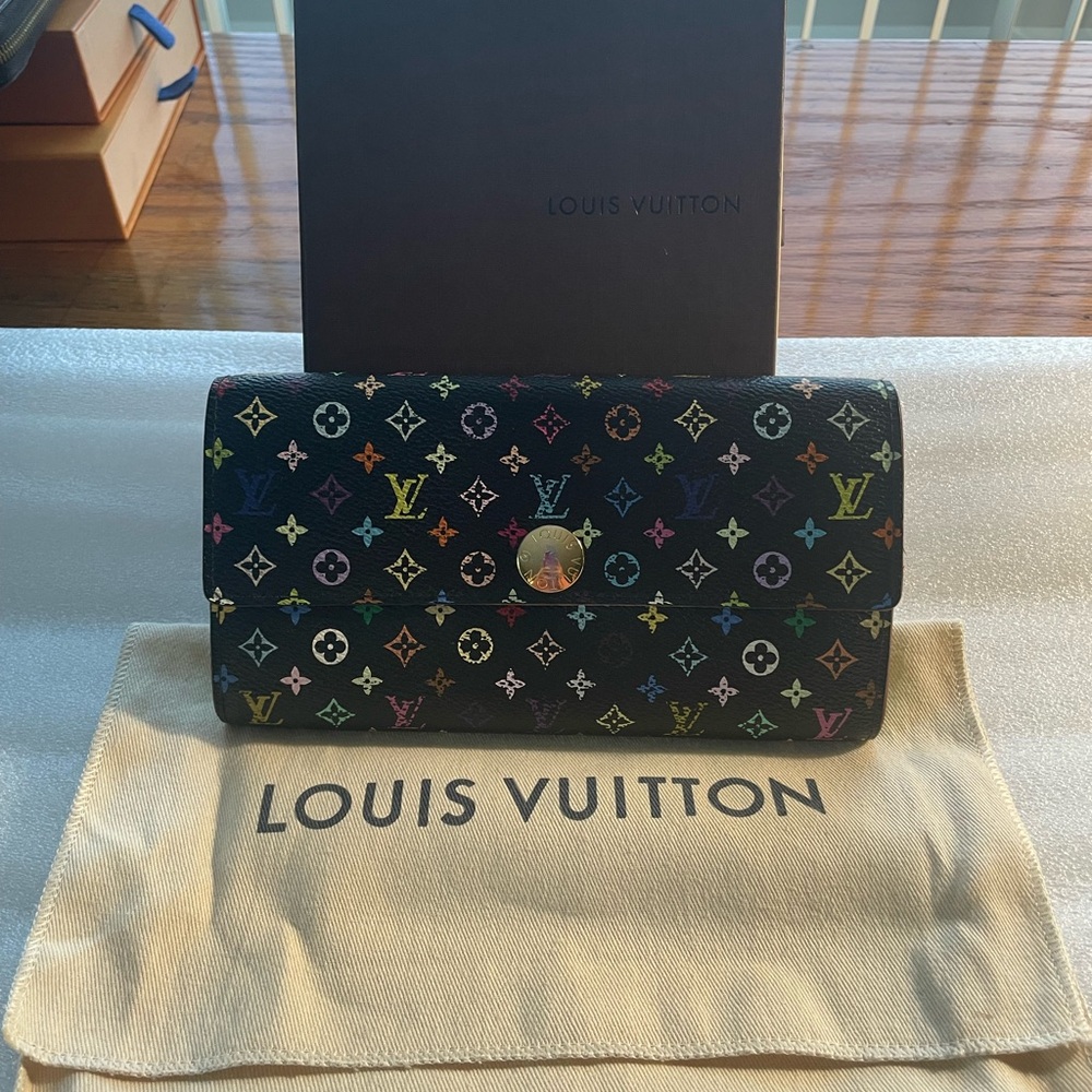Louis Vuitton Monogram Multicolor Sarah Wallet Black Green